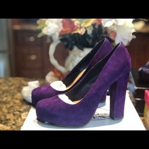 Purple suede heels